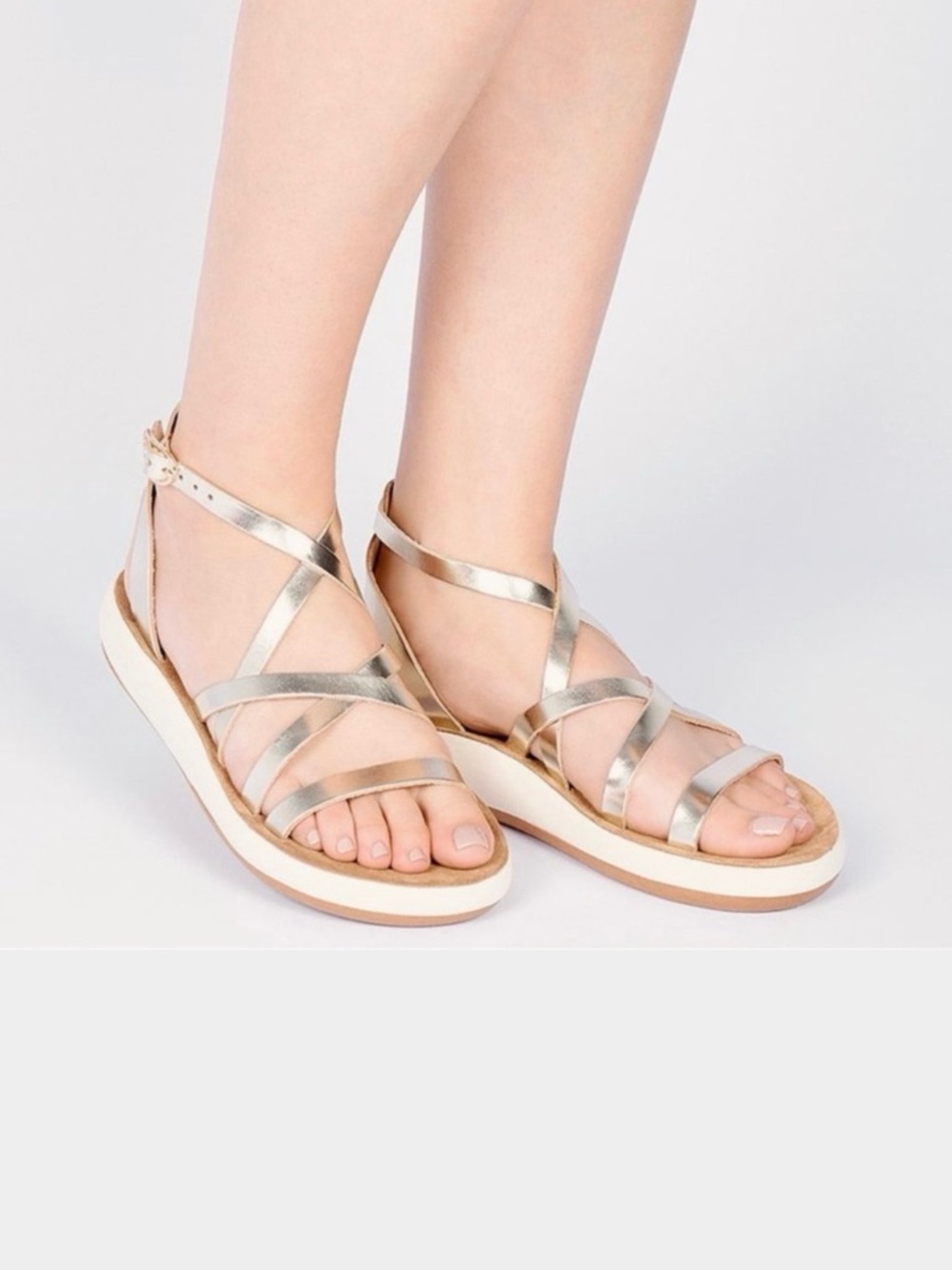 Ancient Greek Sandals Delia Comfort in Metallic Platinum Gold EU/42 - US/12